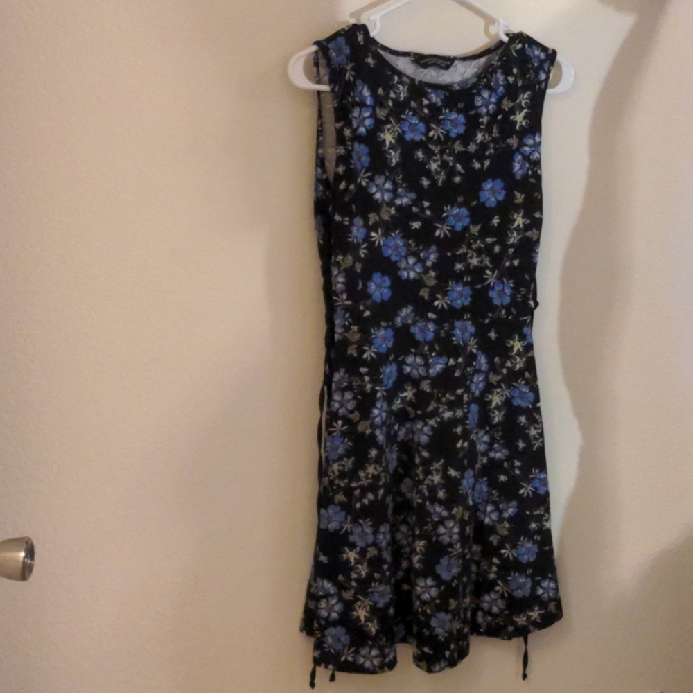 Floral black and blue dress